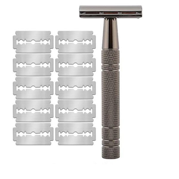Premium Safety Shaving Razor Double Edge face razor 10 Blades Included