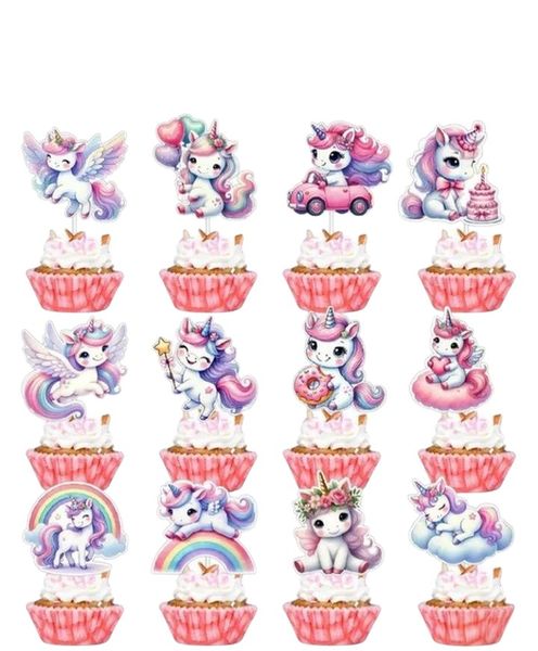 Chivasa Elite 24-Piece Whimsical Unicorn Cupcake &amp; Cake Topper Set