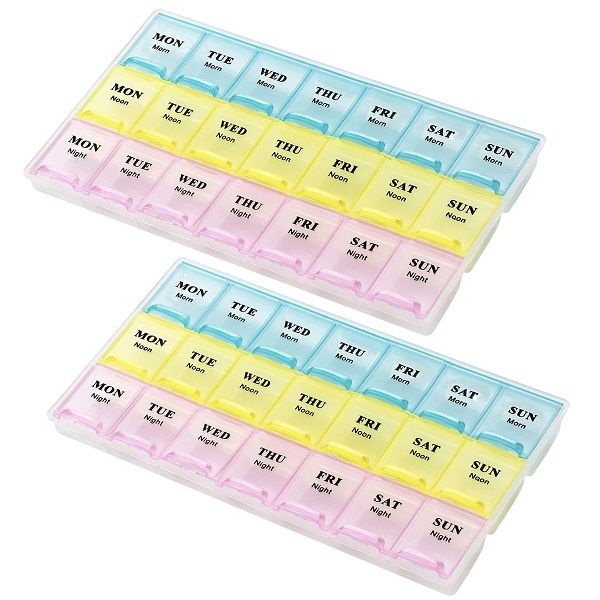 21 Compartment Weekly Pill Organizer: 3 Times a Day