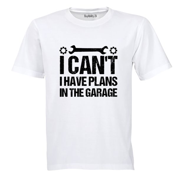 Plans In The Garage Adults T-Shirt
