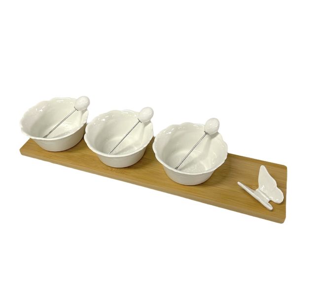Butterfly Ornament Snack Bowls Dip Bowls With Bamboo Tray &amp; Mini Forks