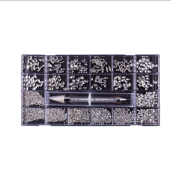 Nail Art 21 Grid Boxed Rhinestone Set With 1800 Diamonds