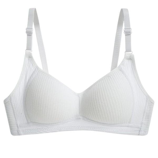 Soft Seamless Cotton Ribbed Wireless Bra - White