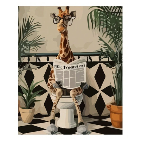 DIY Number Painting Kit - Create Stunning Art with Ease! Giraffe On The Loo Image