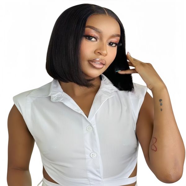 Luvée 10" 13x4 Brazilian Hair Bob Wig Frontal Human Hair Transparent Lace