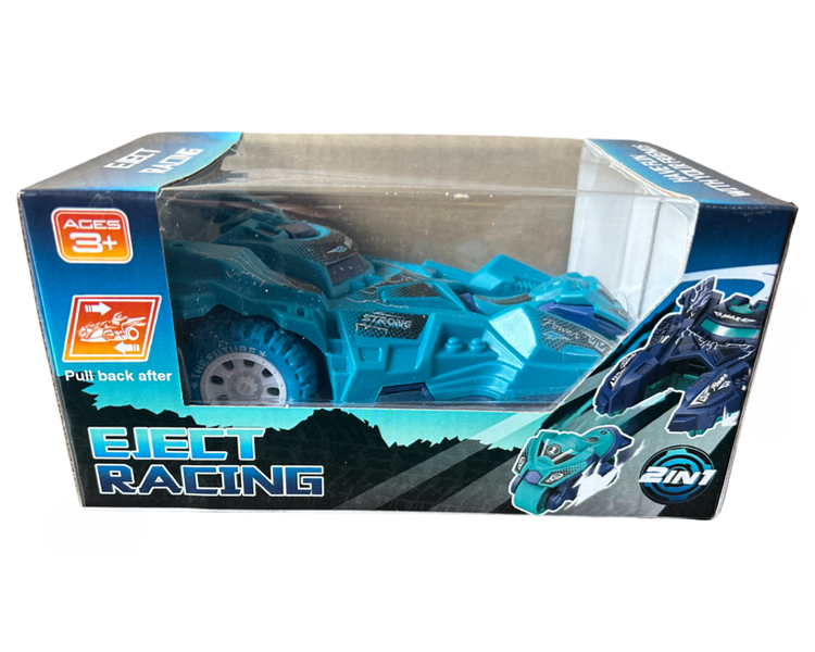 Light Blue 2 in 1 Eject Racing Car with Motorcycle