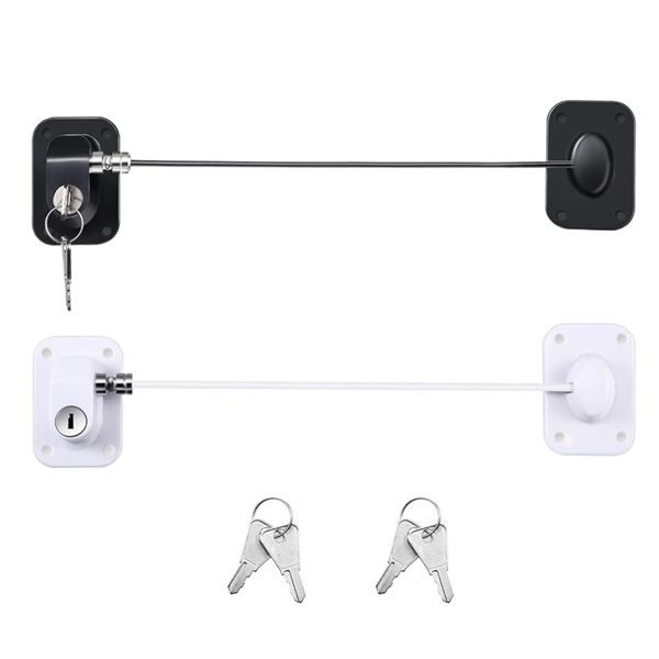 2 Pack Fridge Cabinet Lock with Keys Self Adhesive for Refrigerator Drawers
