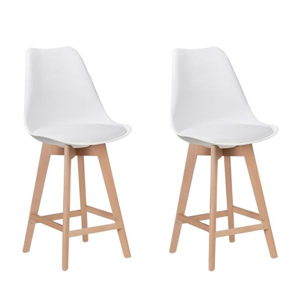 Set of 2 PU Cushion Wooden Bar stools