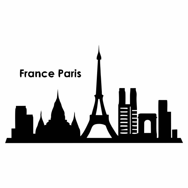 France Paris Skyline Silhouette Wall Art