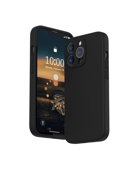 Liquid Silicone Back Case Compatible For Iphone 15 Pro Max - Black