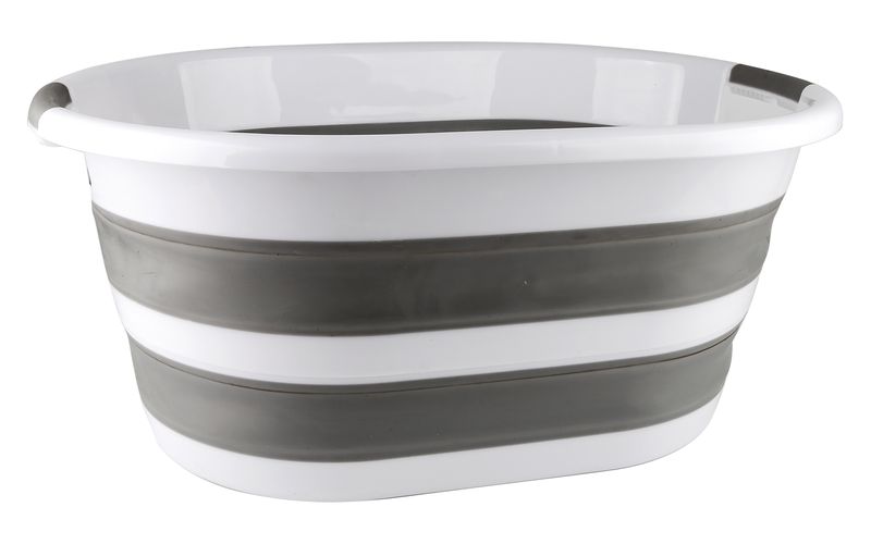 Homequip - Foldaway Laundry Basket - Grey and White - 62 x 45 x 26.5cm