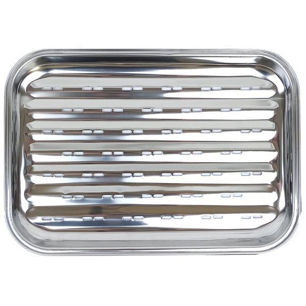 Kitchen Stainless Steel BBQ Roasting Grill Pan With Holes - 34cm