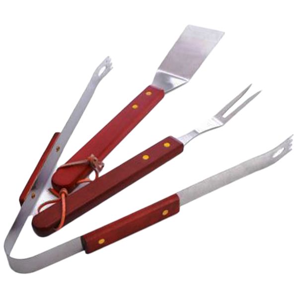 BBQ Grill Tools Set Braai Tools, 3 Piece Stainless Steel For Camping &amp; Outdoor