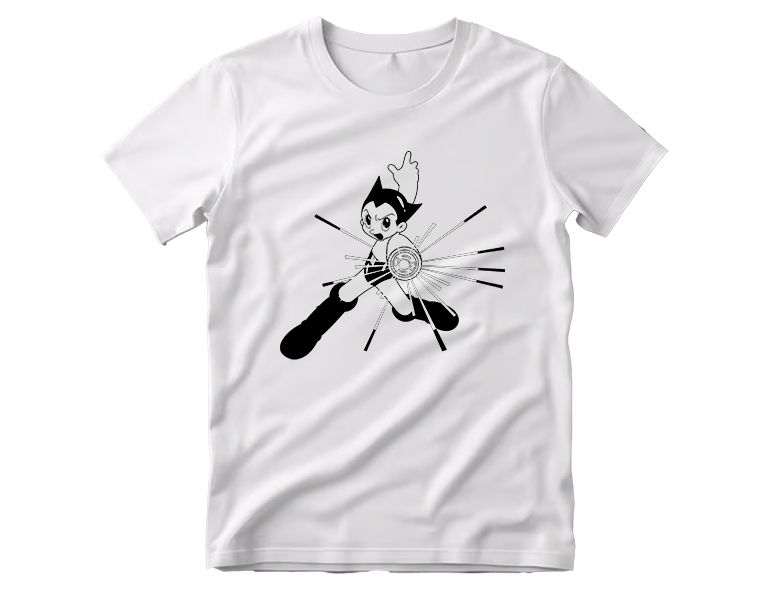 Classic Astro Boy Jet Flight Silhouette Graphic T-Shirt