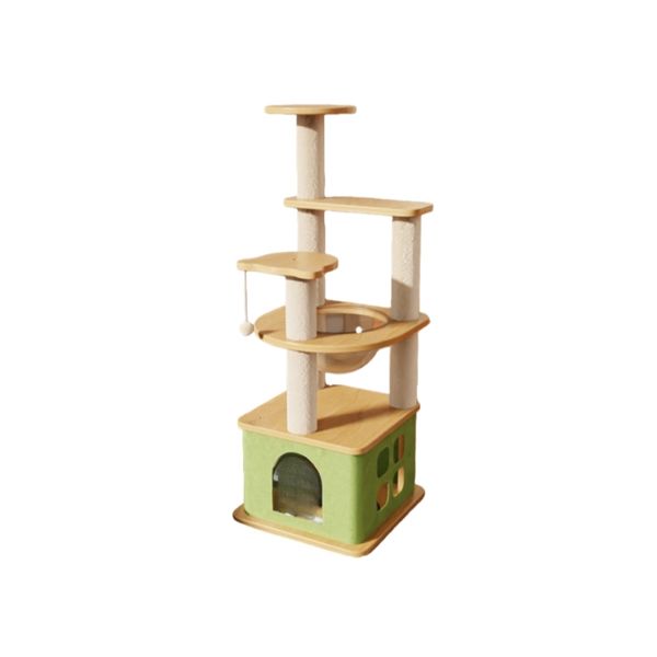 Modern Cat Tree Wooden Tower With Space Dome Scratching Post-165CM