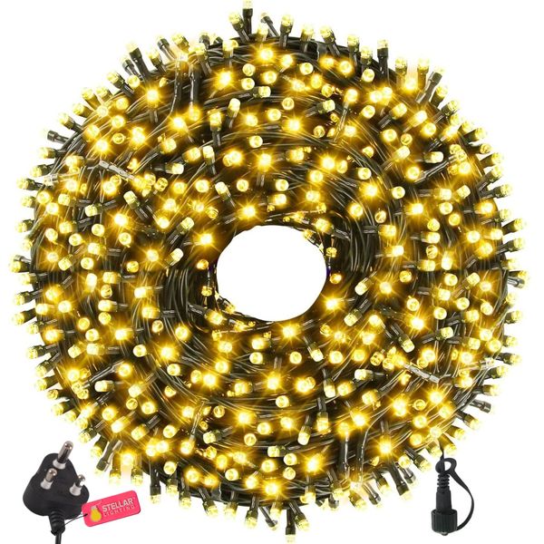 Stellar Lighting 30m Fairy Lights Outdoor - 300 Warm White LED Garden Patio