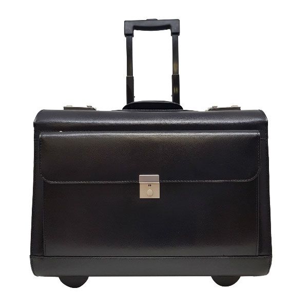 Gino De Vinci Leather Pilot Case - Black