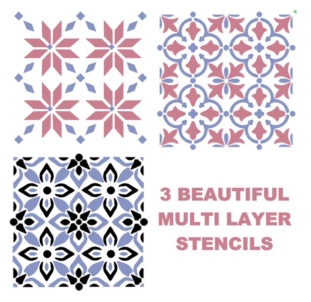Beautiful Reusable Multi Layer Stencils (3 designs, 2 layer)
