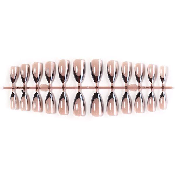 Electroplated Almond French-Style Fake Nails