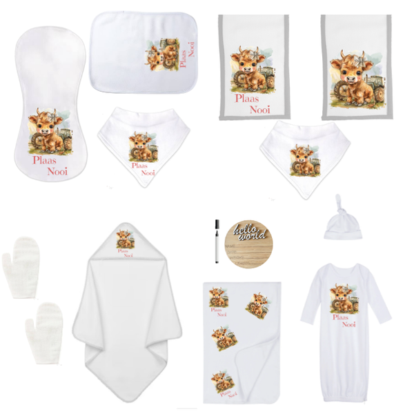 Baby Shower Full Gift Set-Burp Cloths, Hooded Towel - Plaas Nooi