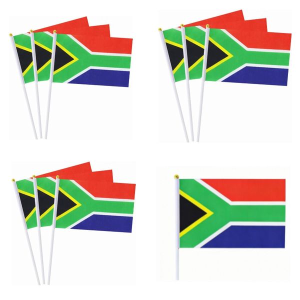 10 Pieces of South African Flags, 20x28 CM in Size, with Poles
