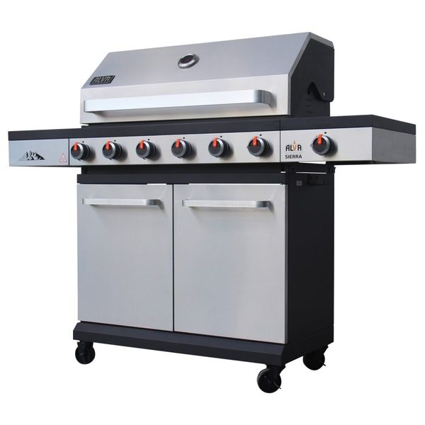 ALVA Sierra-6 Burner BBQ Gas Braai With Side Burner - Stainless Steel