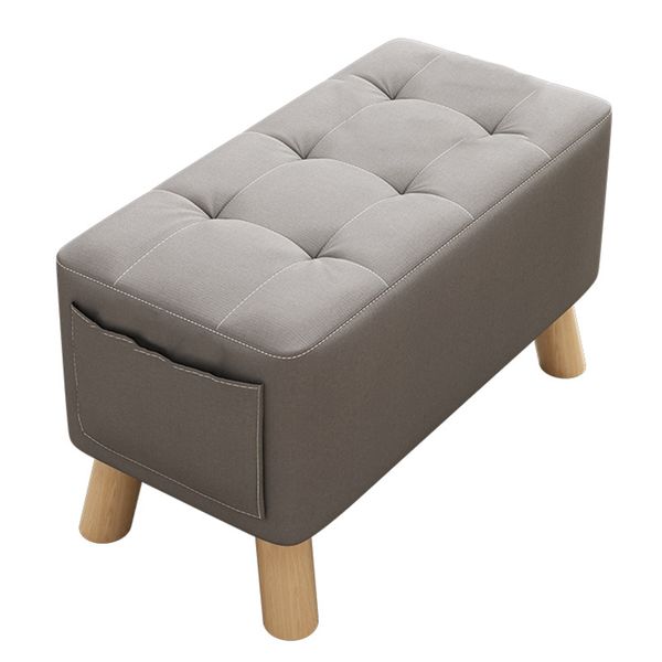 Modern Upholstered Stool Ottoman Mordern Foot Wooden Legs &amp; Storage Bag