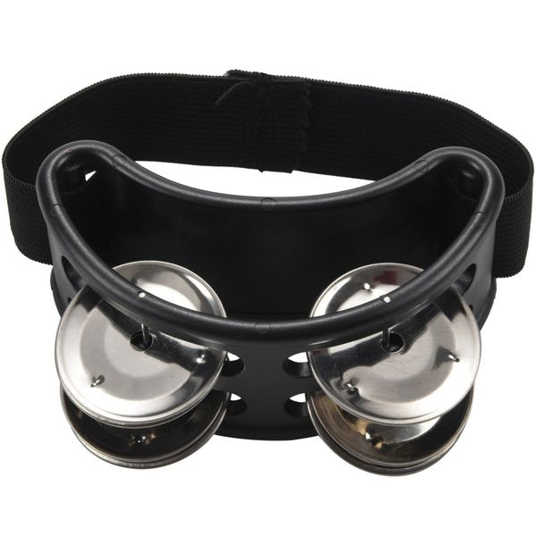 Percussion Foot Tambourine With Metal Jingles, Black
