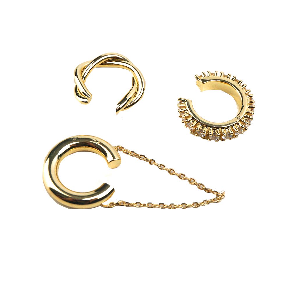 Fashion 3 Piece Clip On Cuff Earrings Trendy Gold Shop Today. Get