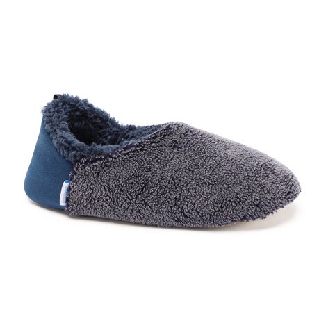 Snoozies Mens Two Tone Cut Back Blue Fleece Slippers UK 6