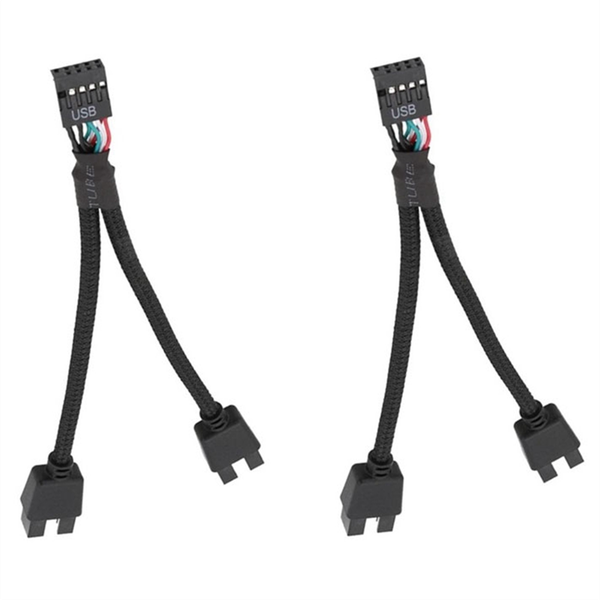 Computer Motherboard USB 2.0 9Pin to Dual 9 Pin Extension Cable Black