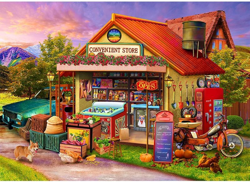 Paper Landscape Jigsaw Puzzle Village Store Puzzle 1 piece