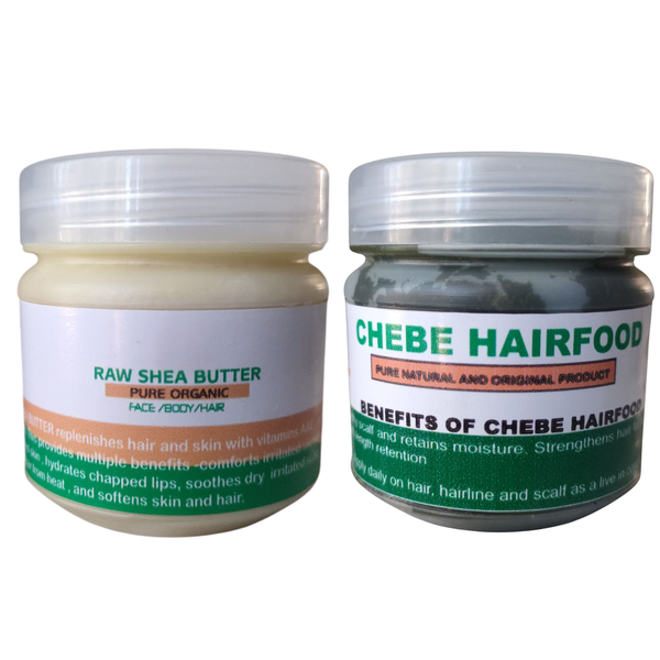 Unrefined Raw Shea Butter &amp; Chebe Hairfood Combo - Natural Hair Growth