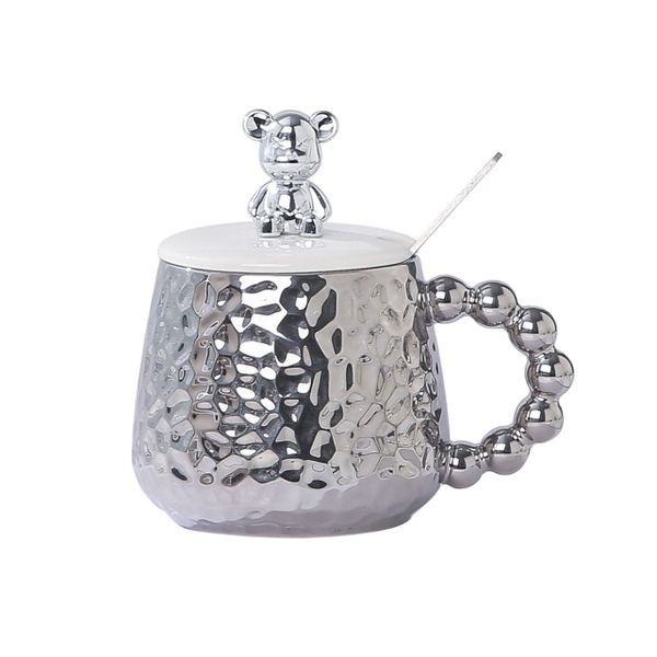 380ML Creative Ins Style Bearbrick Lid Ceramic Cup with Lid &amp; Spoon