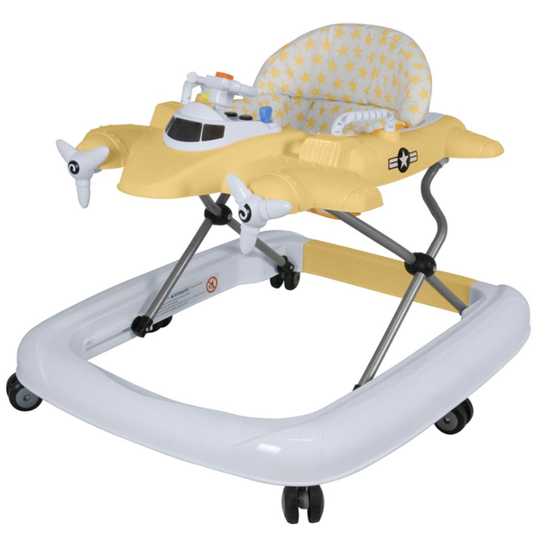 Yellow Aeroplane Baby Walker - Musical Push Along Walker- Learning Toy