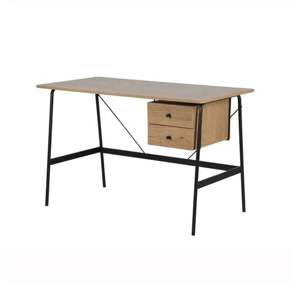 Furnny Herald Study Desk with 2 Drawers - Light Oak/Black