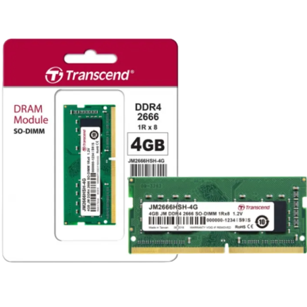 Transcend DDR4 RAM Laptop - 4GB RAM DDR4-2666 SO-DIMM JetRam Memory