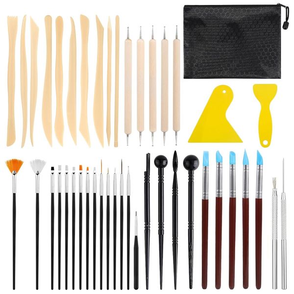 Kit Of 44 Clay Pottery Tools - Modeling Complete Set For Diy Artist