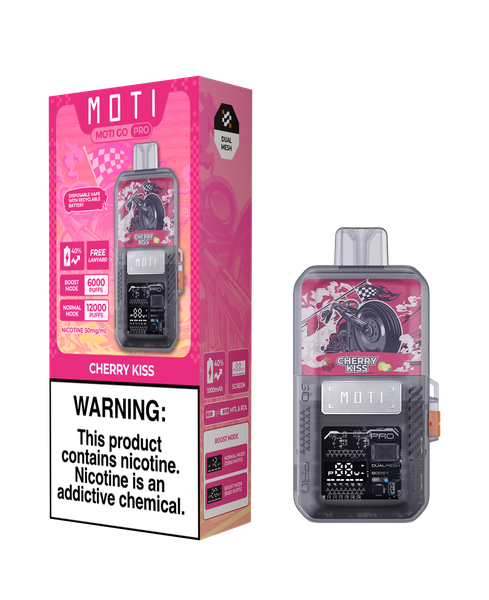 Moti GO Pro Rechargeable Vape Kit (12000 Puffs) Cherry Kiss POD + Battery