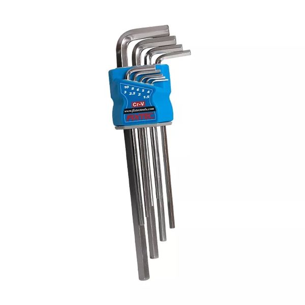 Fixtec 9 Piece Industrial Hex Key Extra Long Arm 1.5mm-10mm