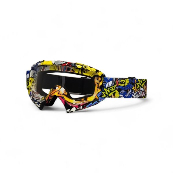 Colourful MX Goggles - Vibrant Joker Style Snowmobile and Motocross Eyewear