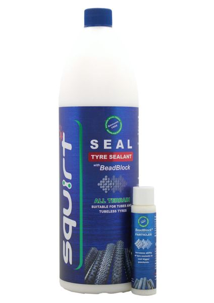 Squirt SEAL Tyre Sealant - 1 x 1000ml Bottle + 30ml BeadBlock Particles