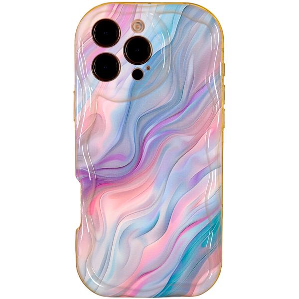 Glossy Phone Case - Iridescent Marble Swirl - Compatible with 15 Pro Max