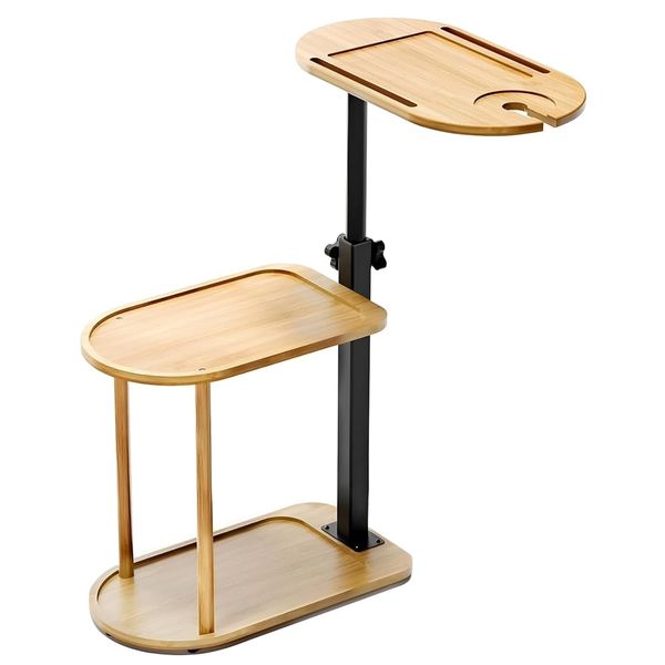 3 Layer Bath Tub Tray Table Liftable Freestanding Bamboo Bath Tray Caddy