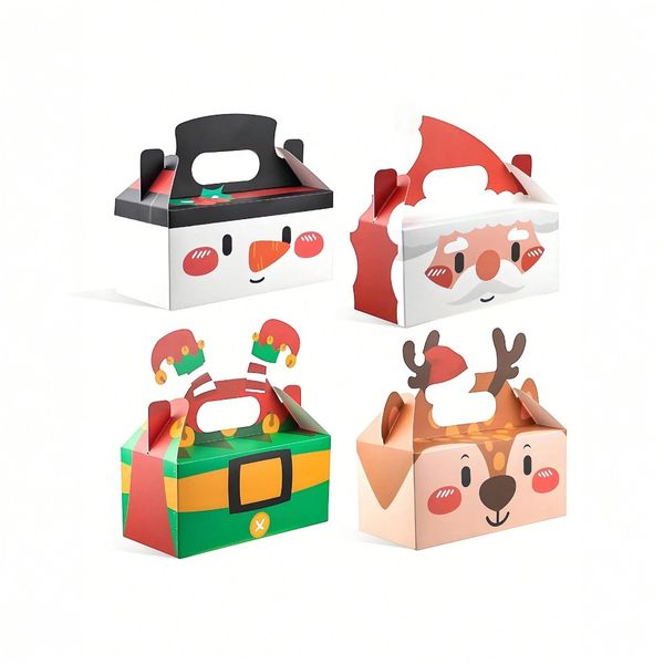 12-Piece Gift Boxes With Santa, Reindeer, Snowman &amp; Elf Design - Multicolor
