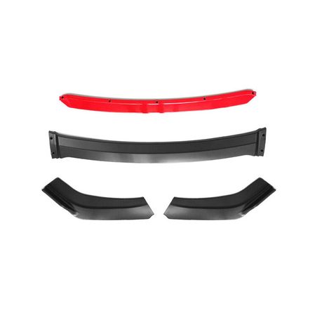 Universal plastic 4 Piece Lower Front Spoiler with Red Lip