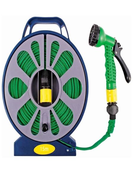 Outdoor Planting Soft Lay Flat Garden Hose With 7 Function Spray - 15m