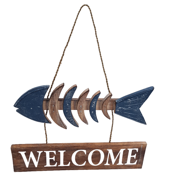 Welcome Sign with Bony Fish (28 x 40cm)
