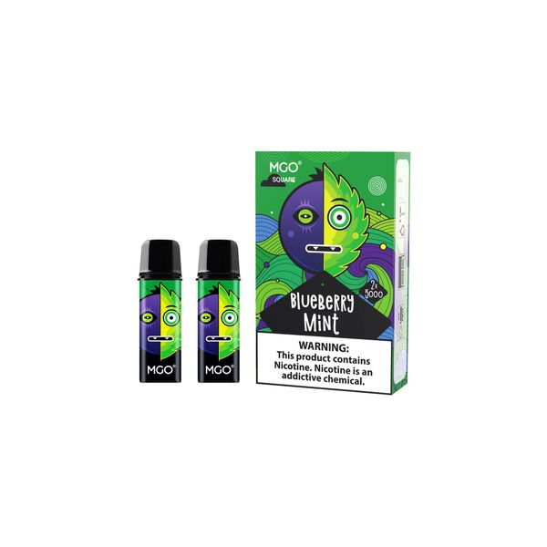 MGO Blueberry Mint 5000 Puffs Vape Pods x 2 - Compatible MGO M20 Vape Kit
