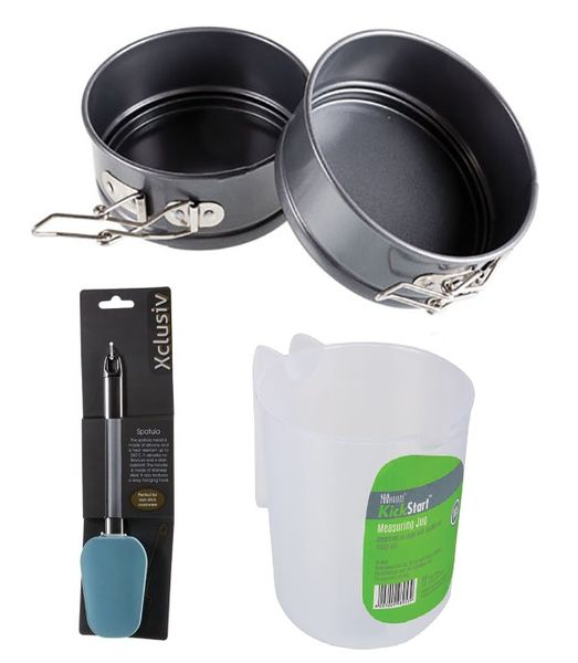 2pc Non Stick Springform 12x4cm + Silicone Spatula + Measuring Jug 1.0l(4 Cup)